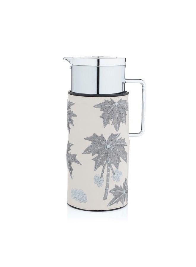 Blends Tea and Coffee Flask Shinny Silver with Beige Palm Holder - Image 1